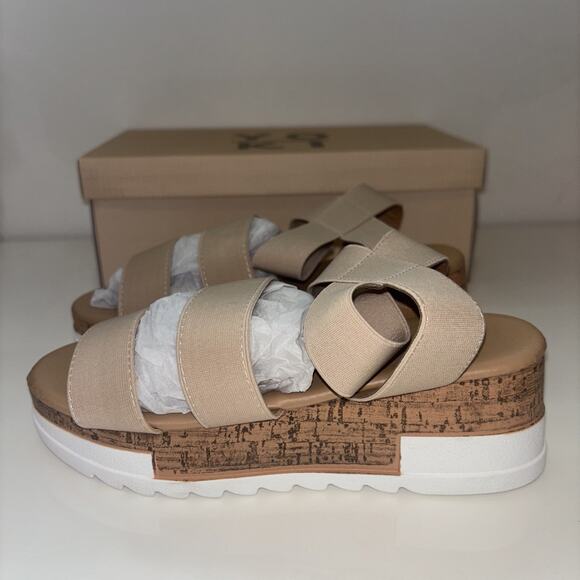 Yoki Womens Brenda Beige Tan Ankle Strap Sandals Sz 6.5 Neutrals Boho Spring NEW - Picture 4 of 10